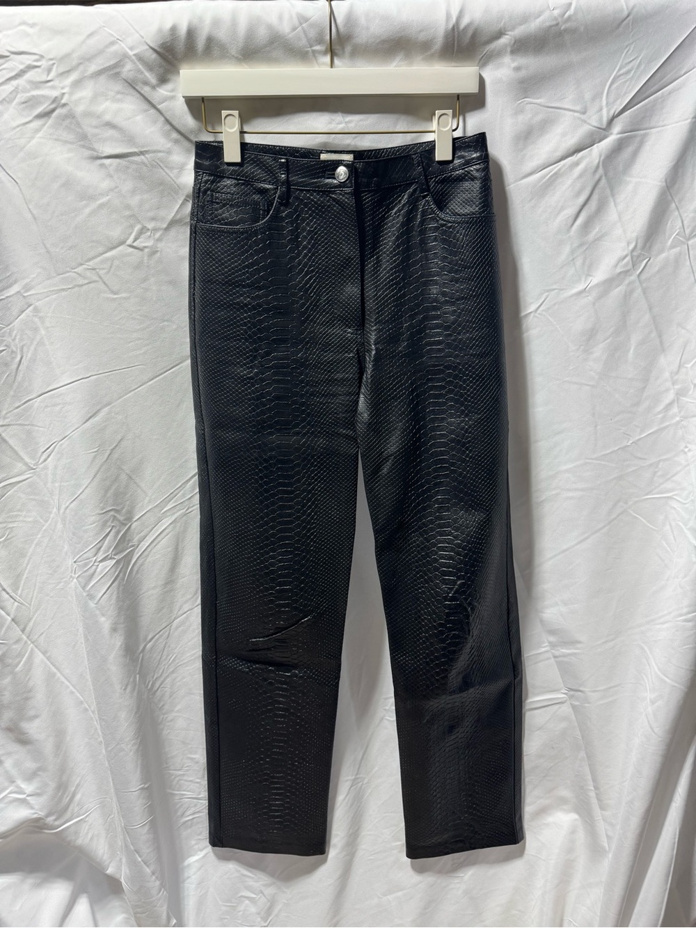 Wilfred Black Faux Snakeskin Straight Jeans